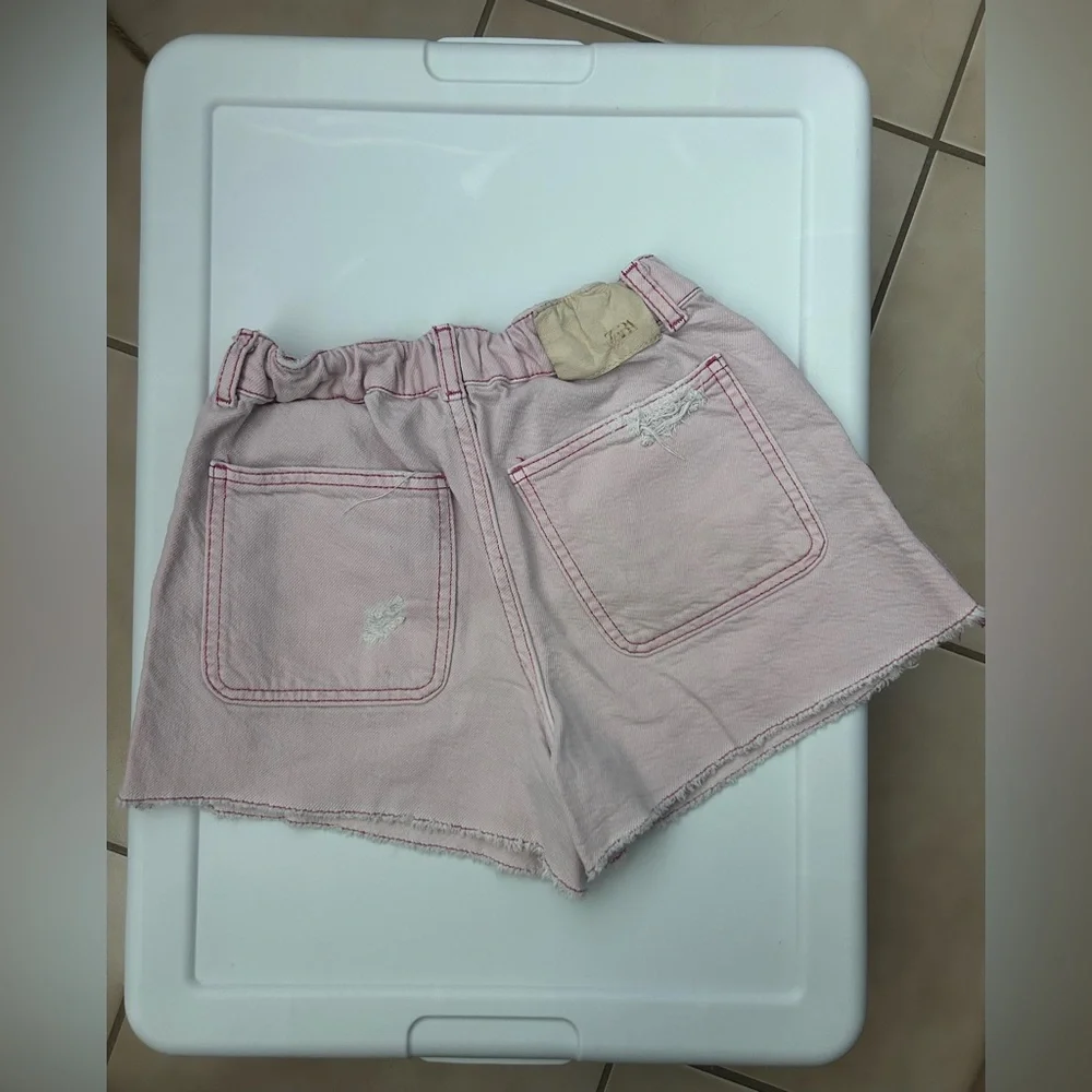 EUC Zara Girls Pink Distressed Button-Fly Shorts